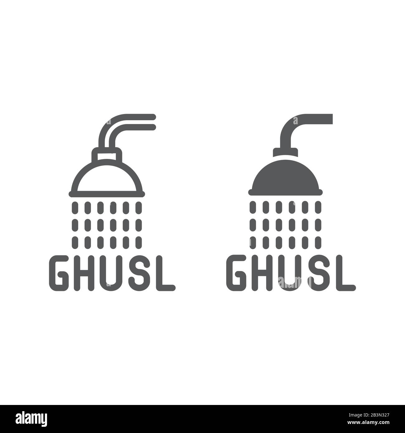 Islamic Ghusl line and glyph icon, ramadan and religion, shower sign