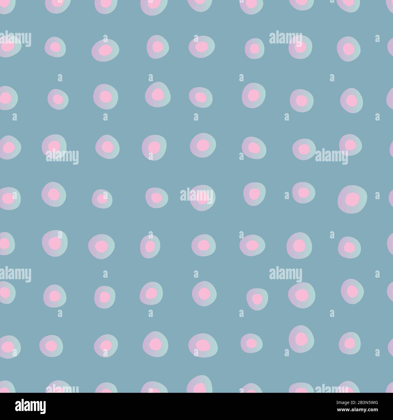 pink polka dots seamless vector pattern on blue Stock Vector