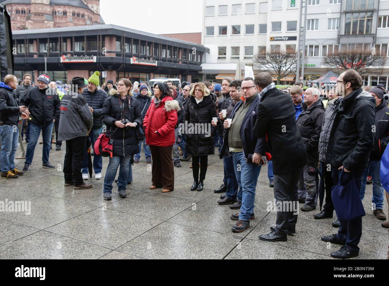 Mainz, Germany. 5th March 2020. The farmers have assembled in the city centre for the rally. A few hundred farmers with their tractor protested in the city centre of Mainz against the new fertiliser regulations and for a better recognition of their work. Stock Photo