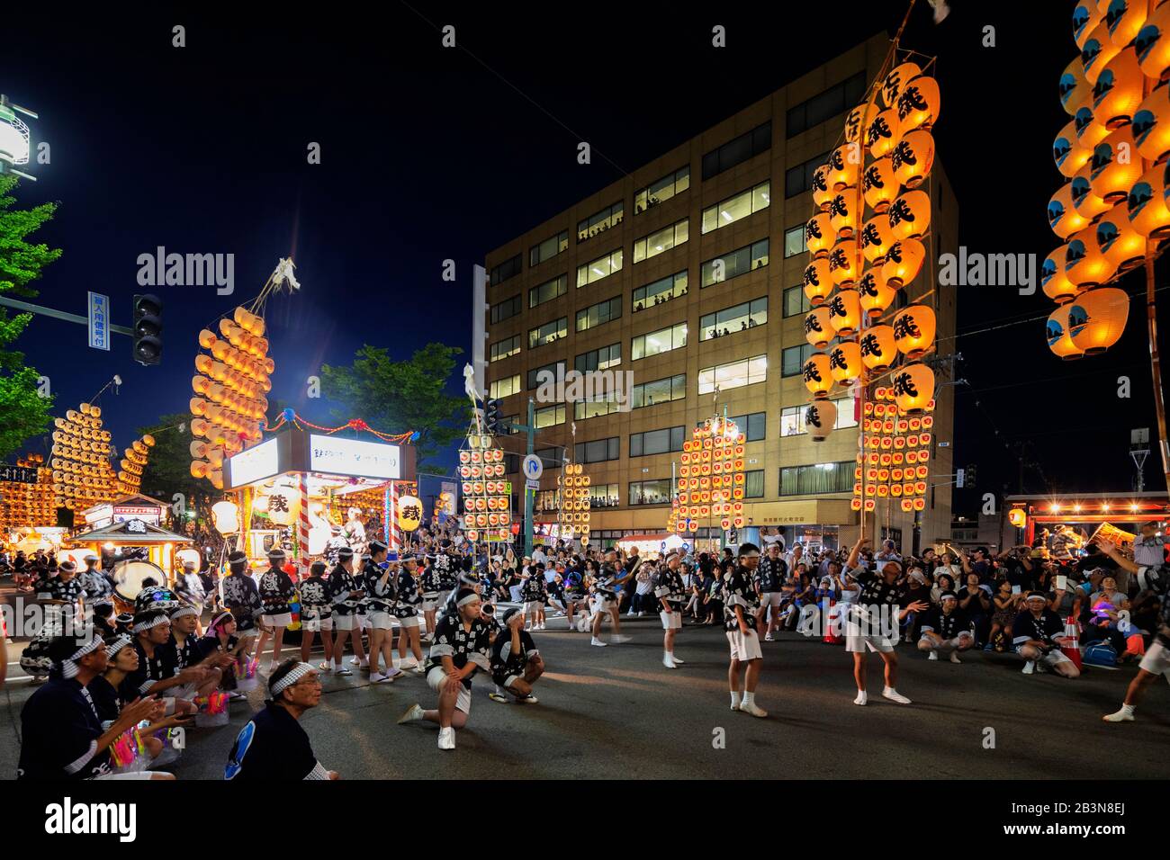 Akita Kanto lantern festival, Akita Prefecture, Tohoku, Honshu, Japan, Asia Stock Photo