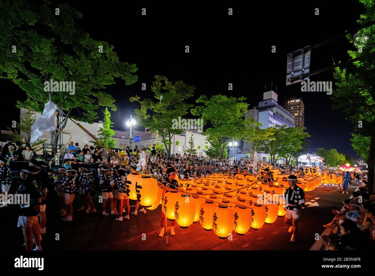 Akita Kanto lantern festival, Akita Prefecture, Tohoku, Honshu, Japan, Asia Stock Photo