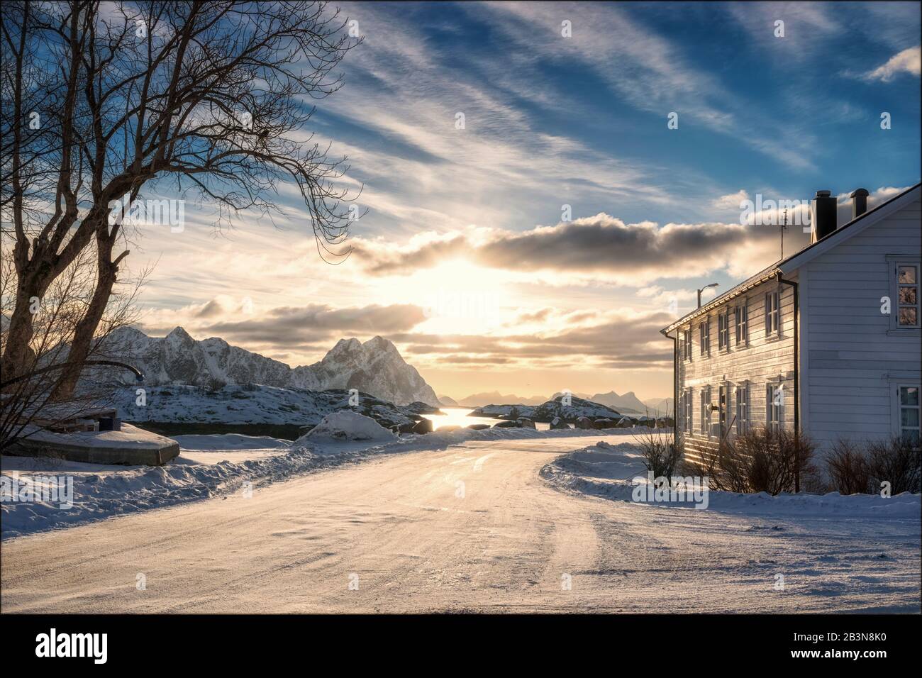 Morning in Svolvær, Lofoten, Norway Stock Photo