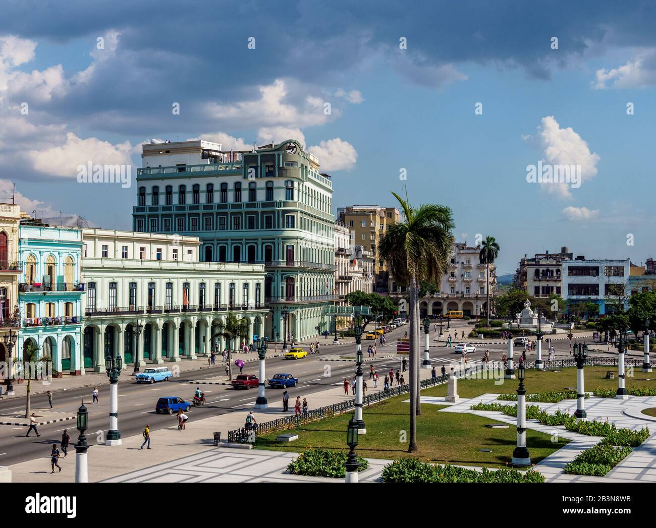 Paseo del Prado (Paseo de Marti), elevated view, Havana, La Habana Province, Cuba, West Indies, Caribbean, Central America Stock Photo
