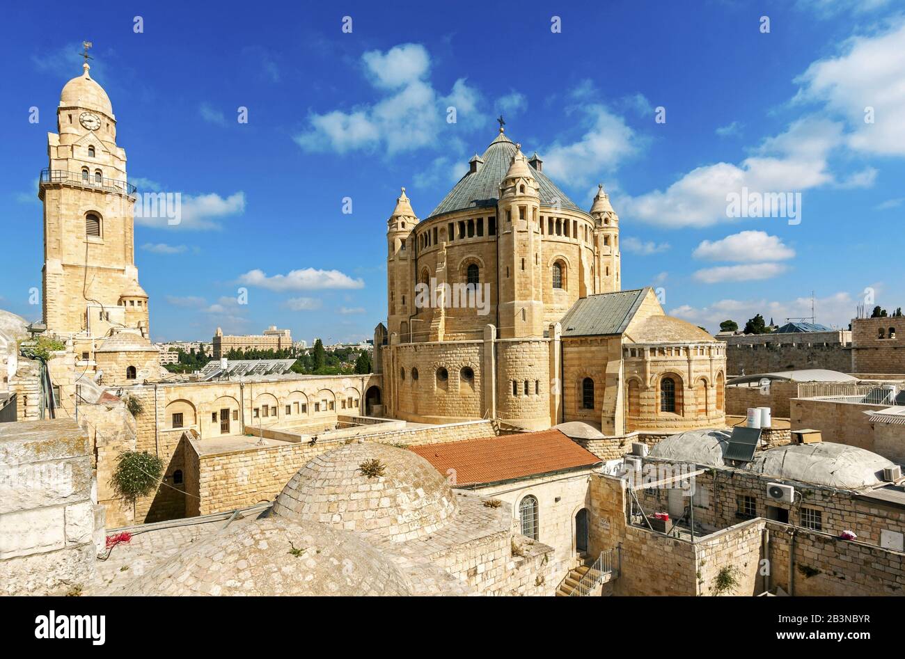 The roof top of the Upper room also called the Cenacle - this is where the room of the last supper is located in the building of the Tomb of David, Je Stock Photo