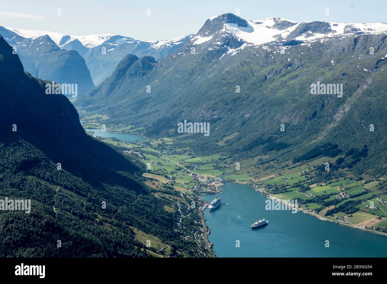 Oldedalen seen from top of Loenskylift, Nordfjord, Olden, Norway, Scandinavia, Europe Stock Photo