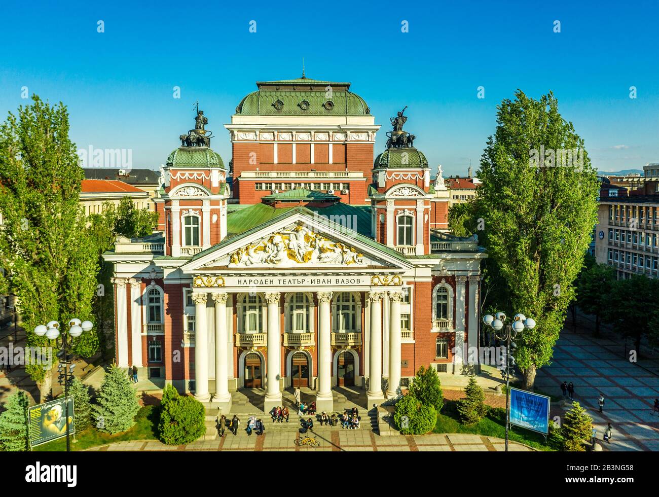 Aerial view by drone of Ivan Vazov National Theatre, Sofia, Bulgaria,  Europe Stock Photo - Alamy