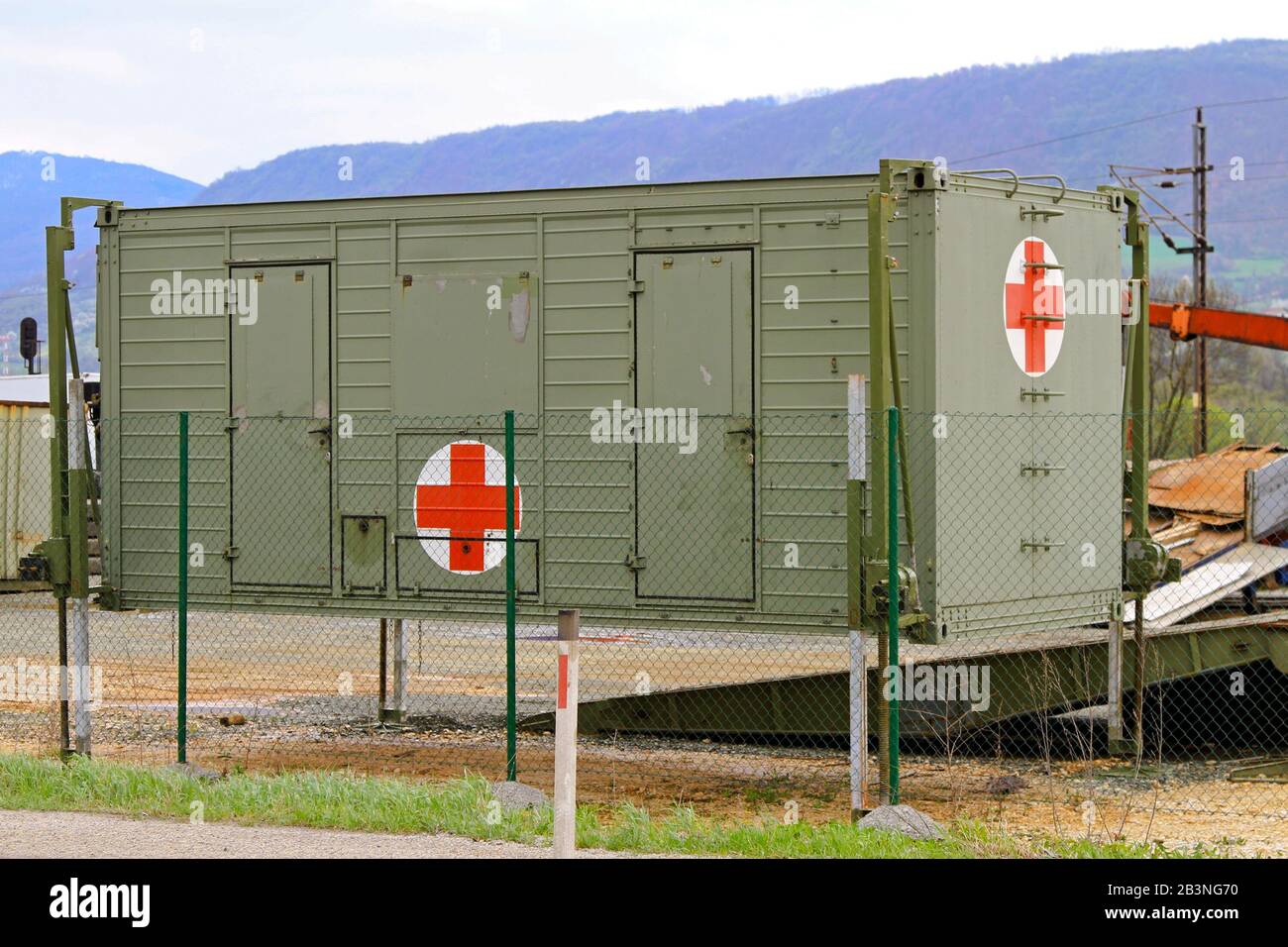 A field hospital in the temporary container medical emergency unit