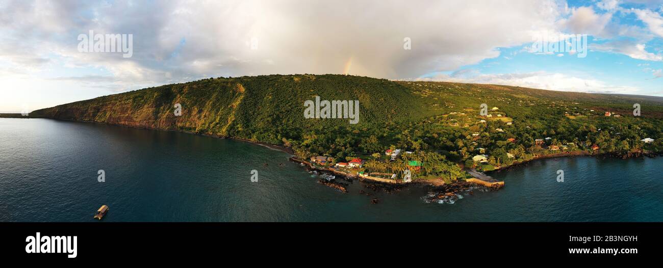 Aerial view of Kealakekua Bay, Big Island, Hawaii, United States of America, North America Stock Photo