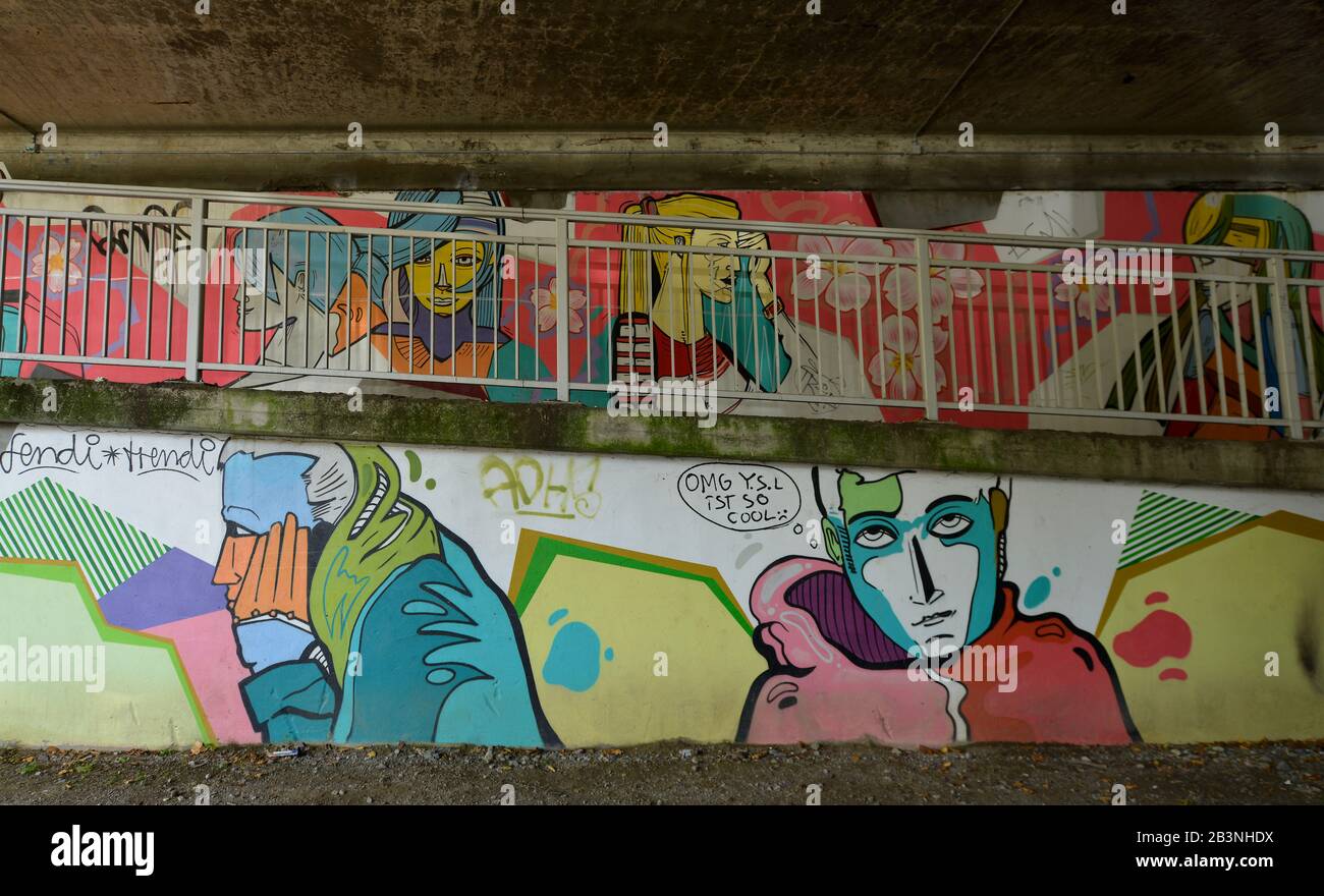 Graffitis, Norbertstrasse, Essen, Nordrhein-Westfalen, Deutschland Stock Photo