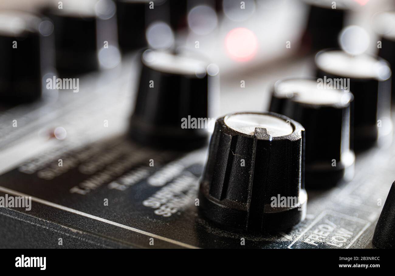 Knobs on a control panel for special sound effects Stock Photo Alamy