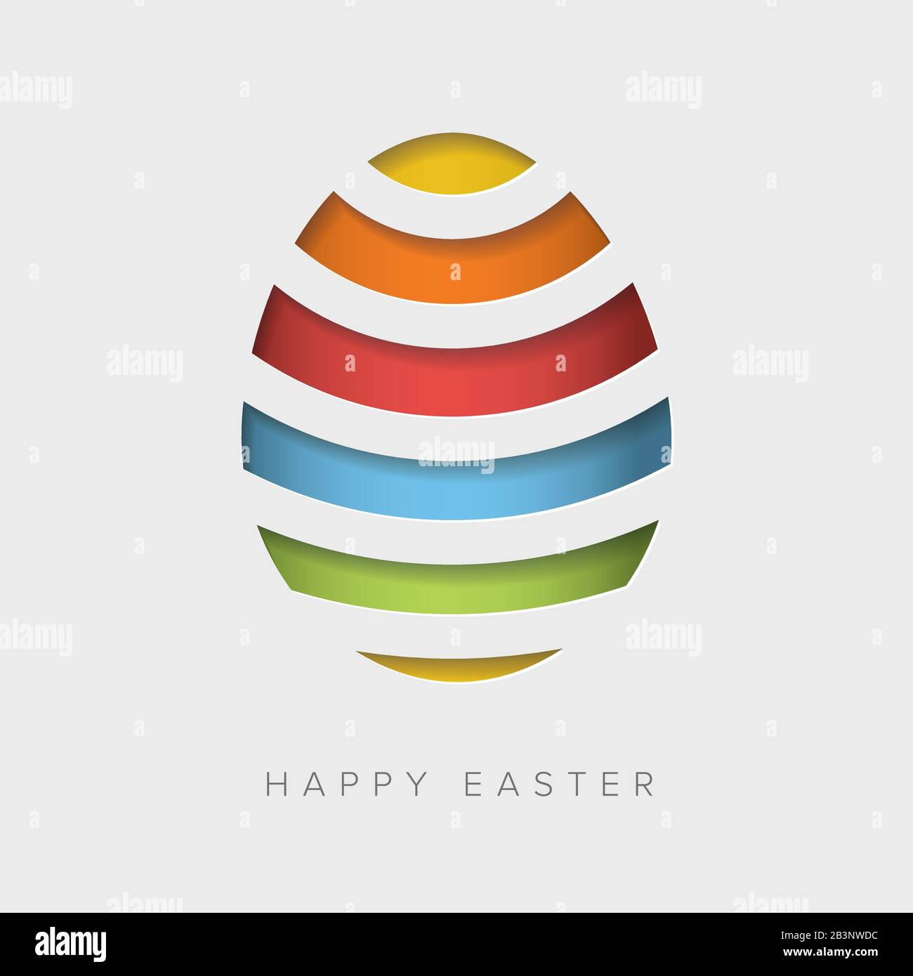 Vector retro Paper card / poster with striped easter eggs - papercut effect Stock Vector