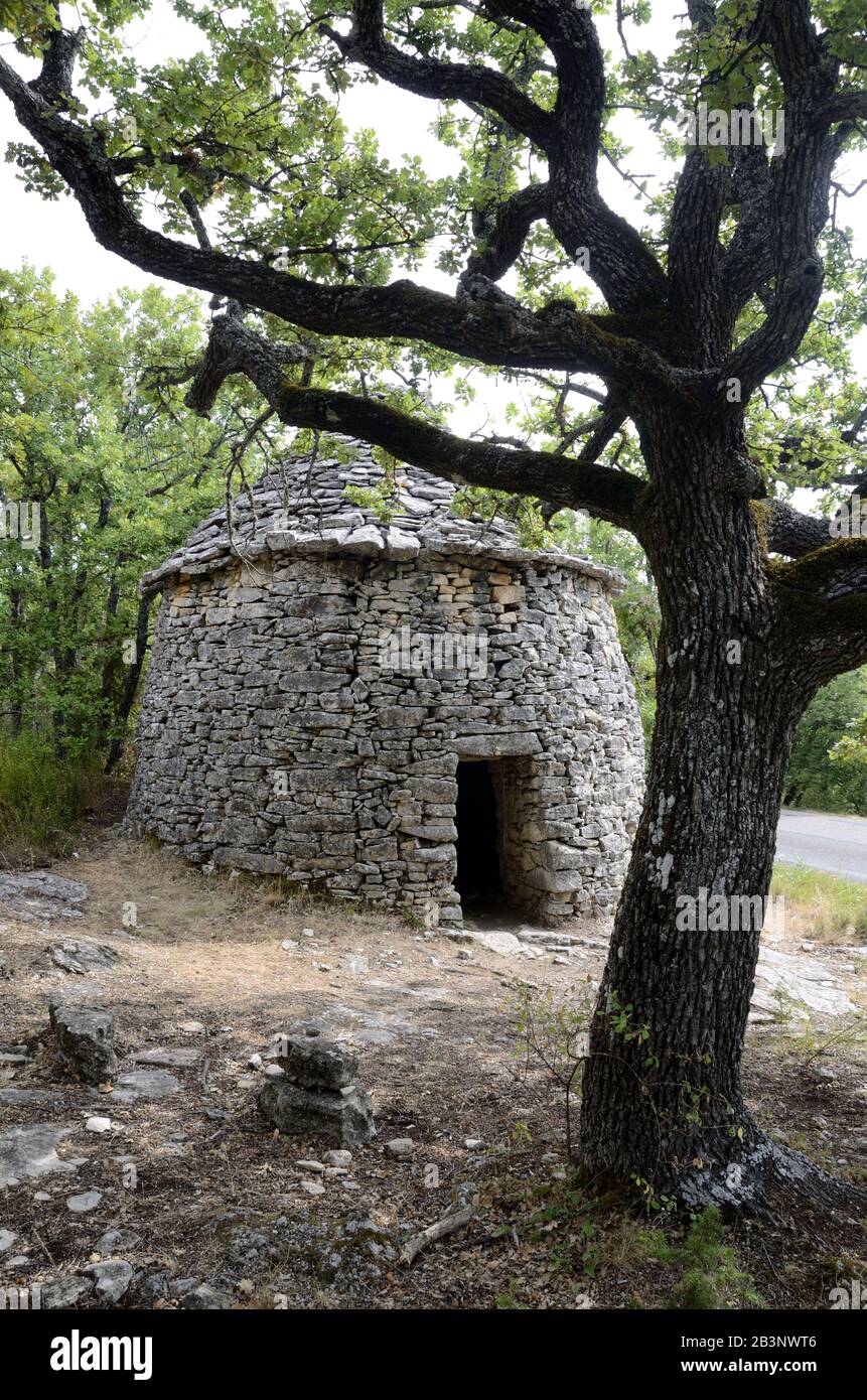 Borie or Conical-Shaped Dry Stone Hut near Banon Alpes-de-Haute-Provence Provence France Stock Photo