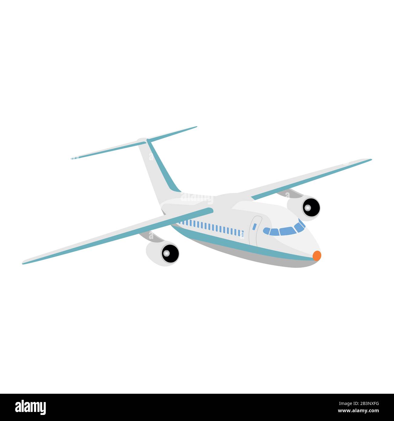 Flying passenger plane on a white background, vector Stock Vector