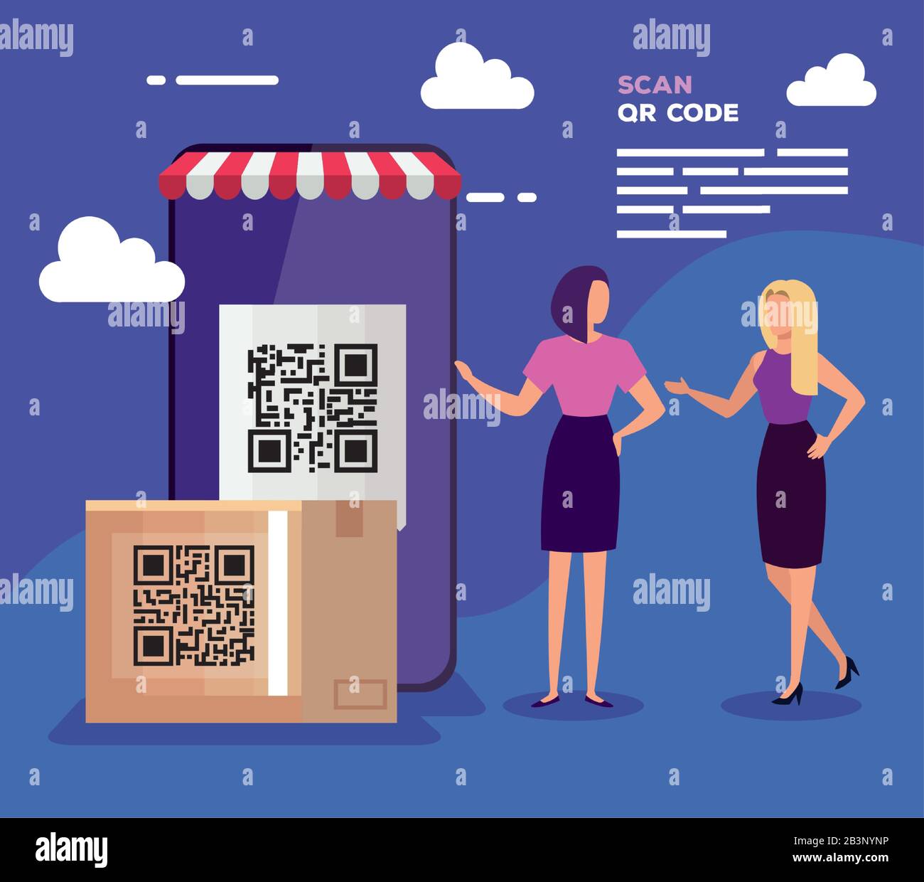 Lady scan qr code Stock Vector Images - Alamy