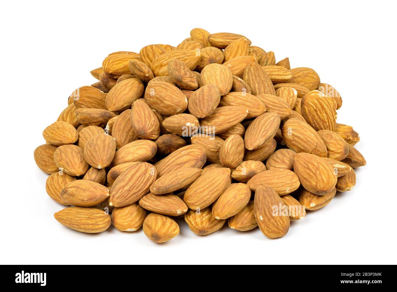 Heap of almond nuts isolated on white background with clipping path ...