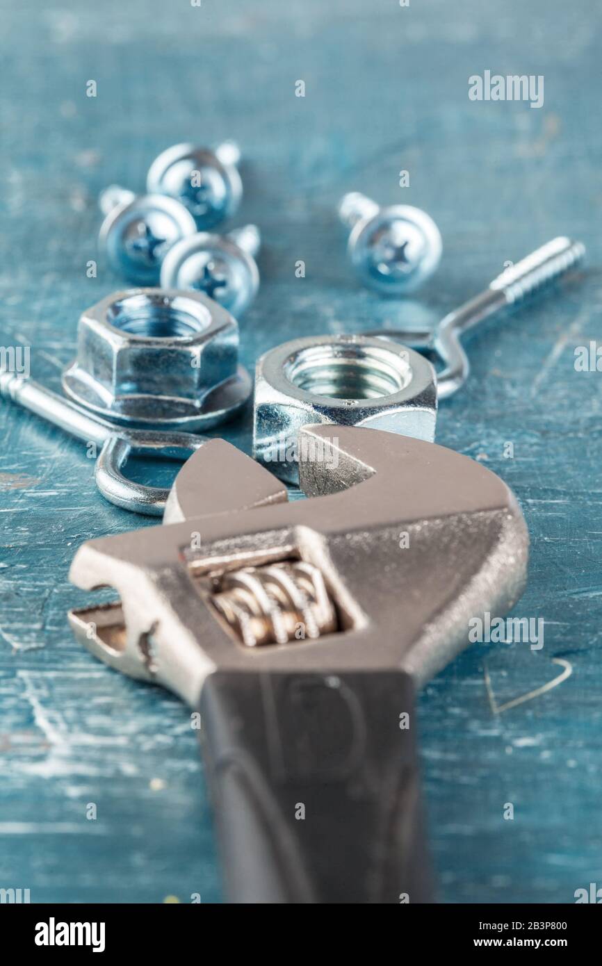 various steel nuts and bolts. creative photo Stock Photo Alamy