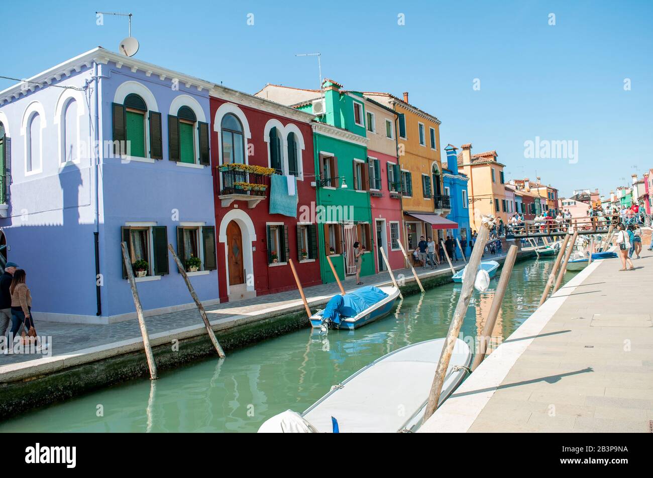 Typical colorful houses, island of Burano, Venice, Veneto, Italy Stock Photo