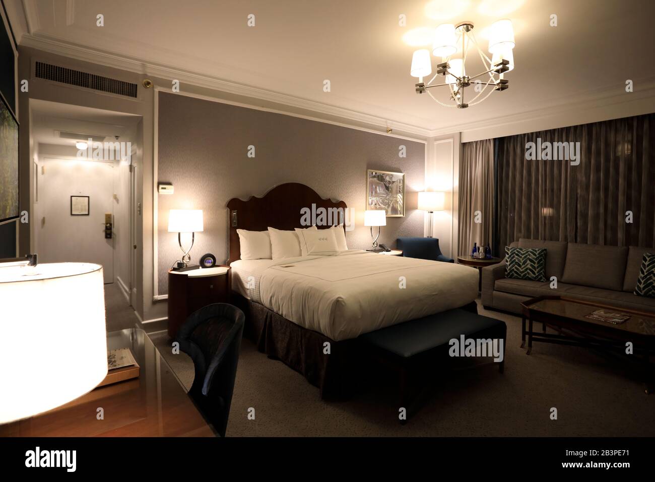 The guest room of the historical Peabody Hotel in Downtown Memphis.Memphis.Tennessee.USA Stock Photo