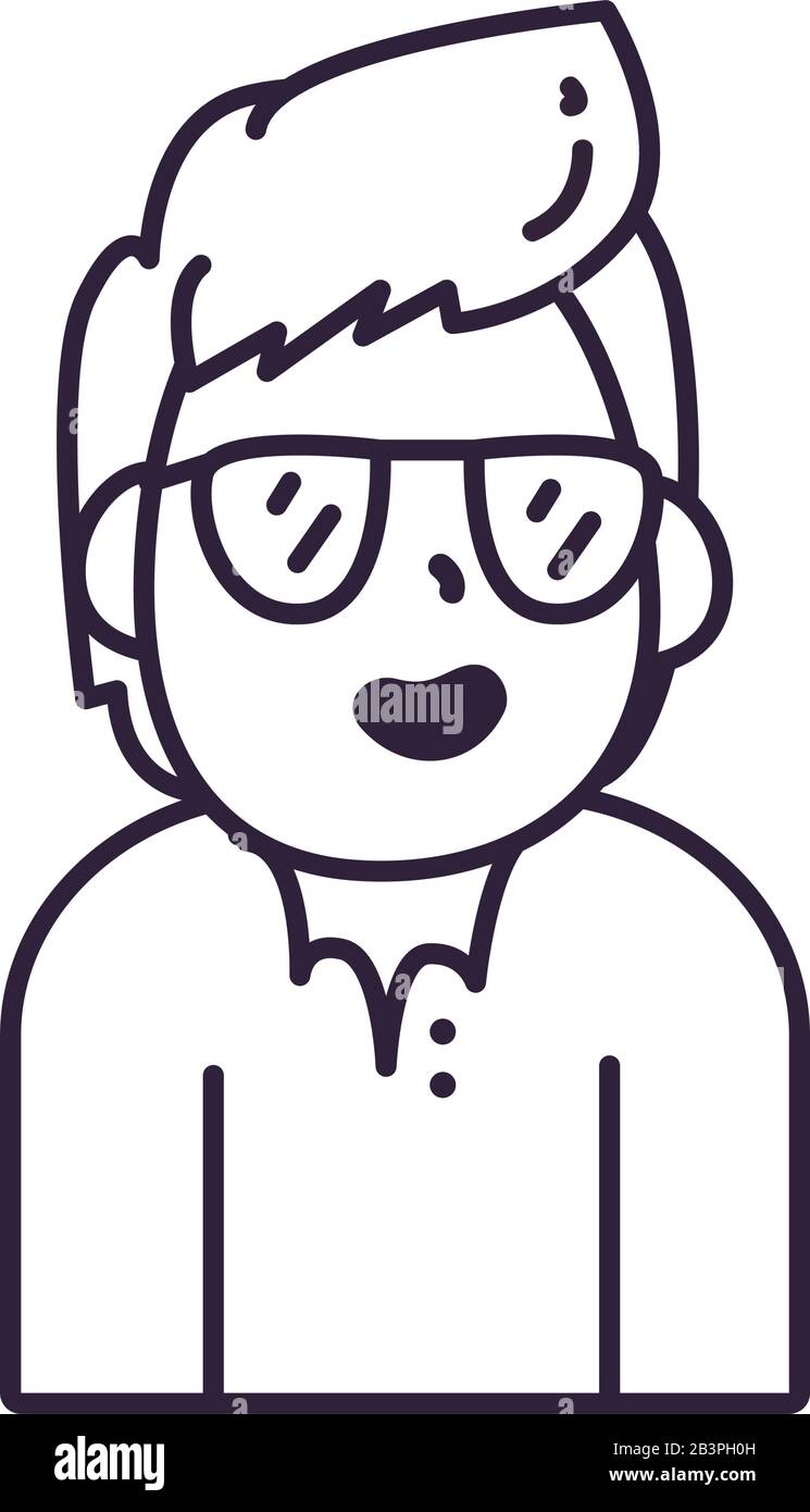 Avatar man with glasses line style icon design, Boy male person people