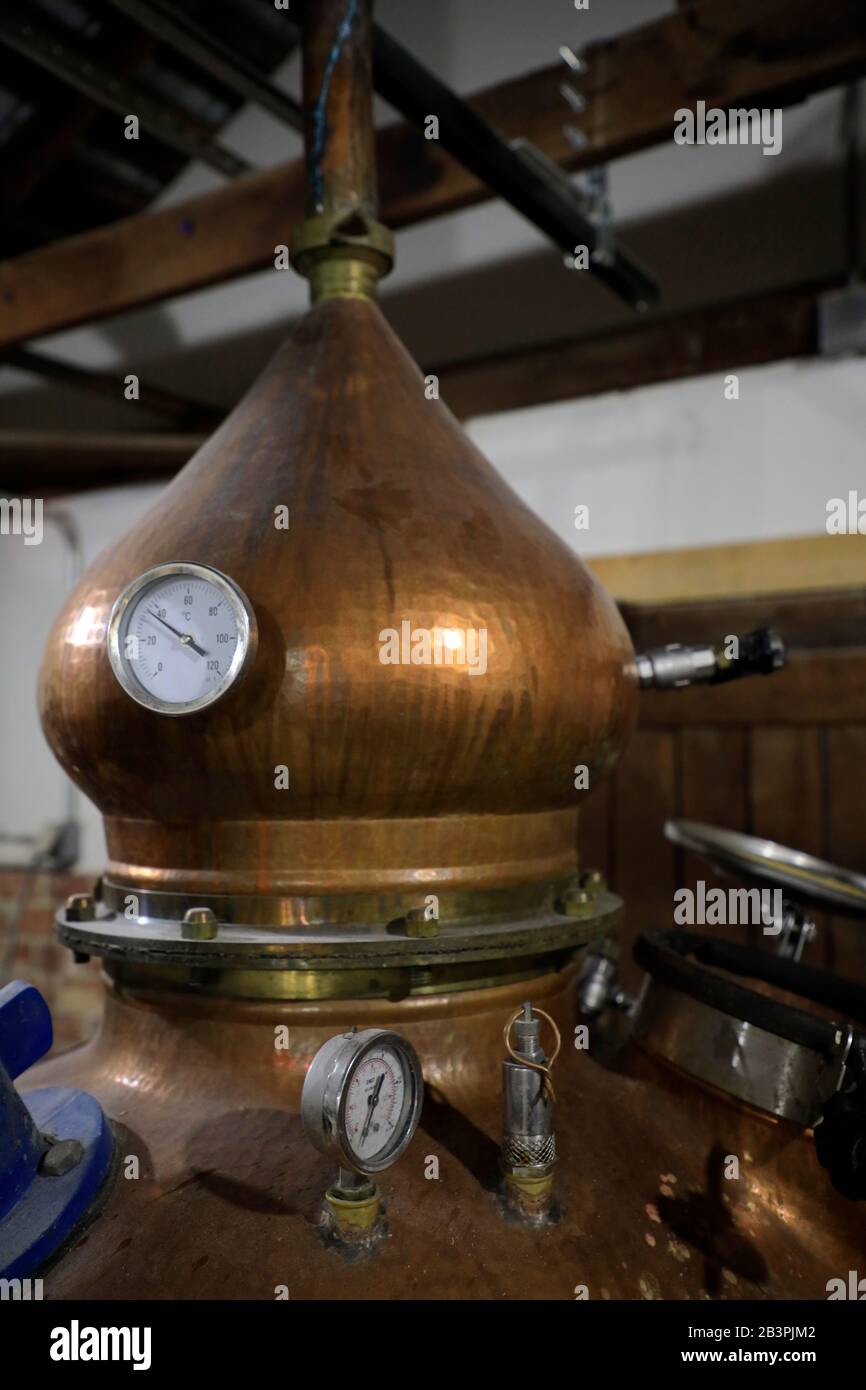 Traditional copper still using to distilling spirits in H Clark