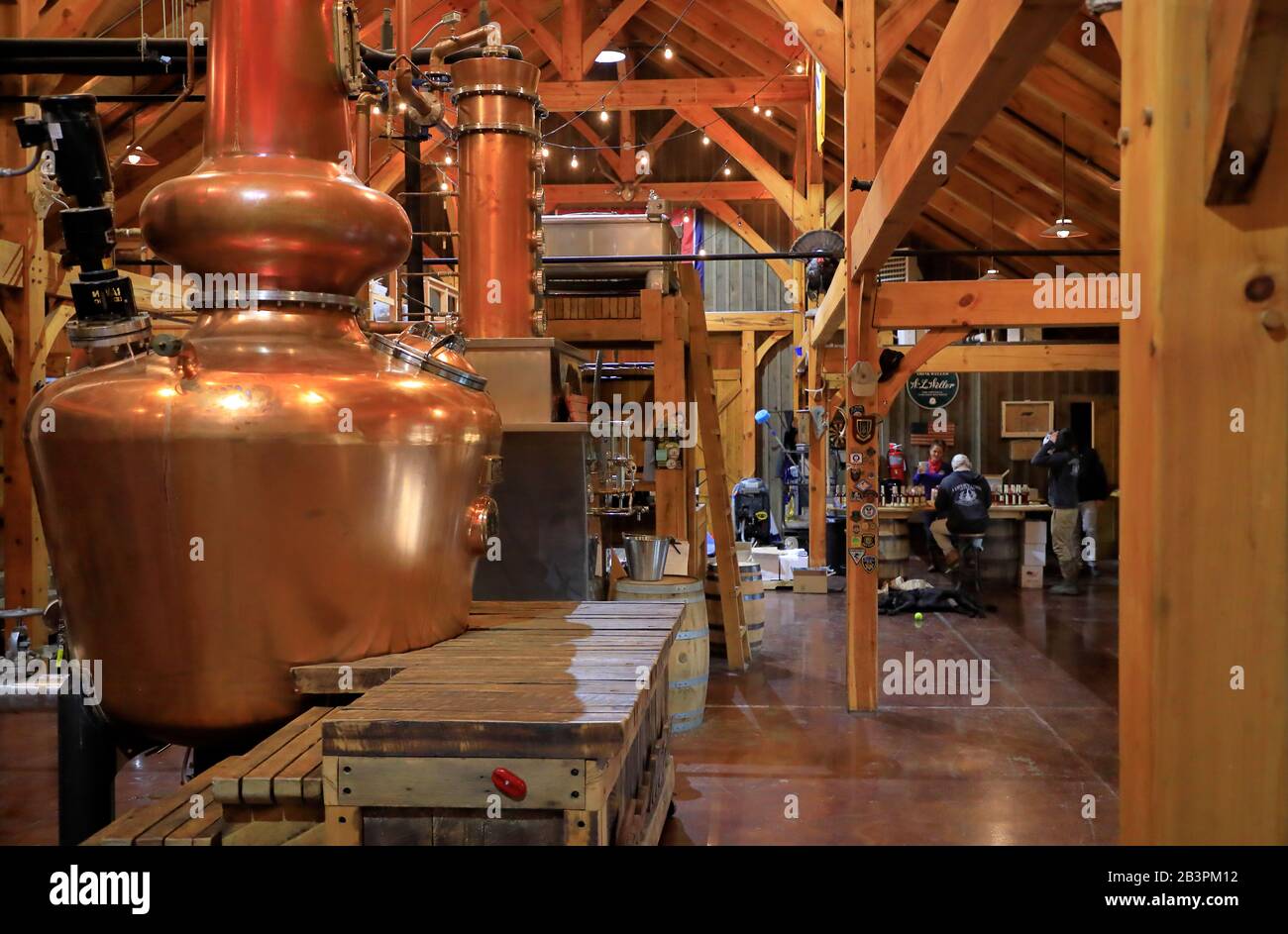 Cooper stills inside of Leiper's Fork Distillery.Franklin.Tennessee.USA Stock Photo