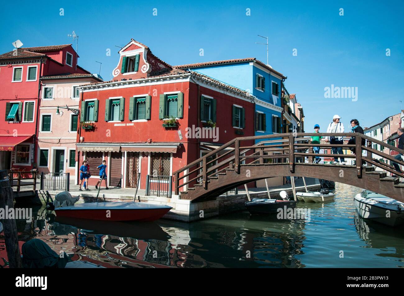 Typical colorful houses, island of Burano, Venice, Veneto, Italy Stock Photo