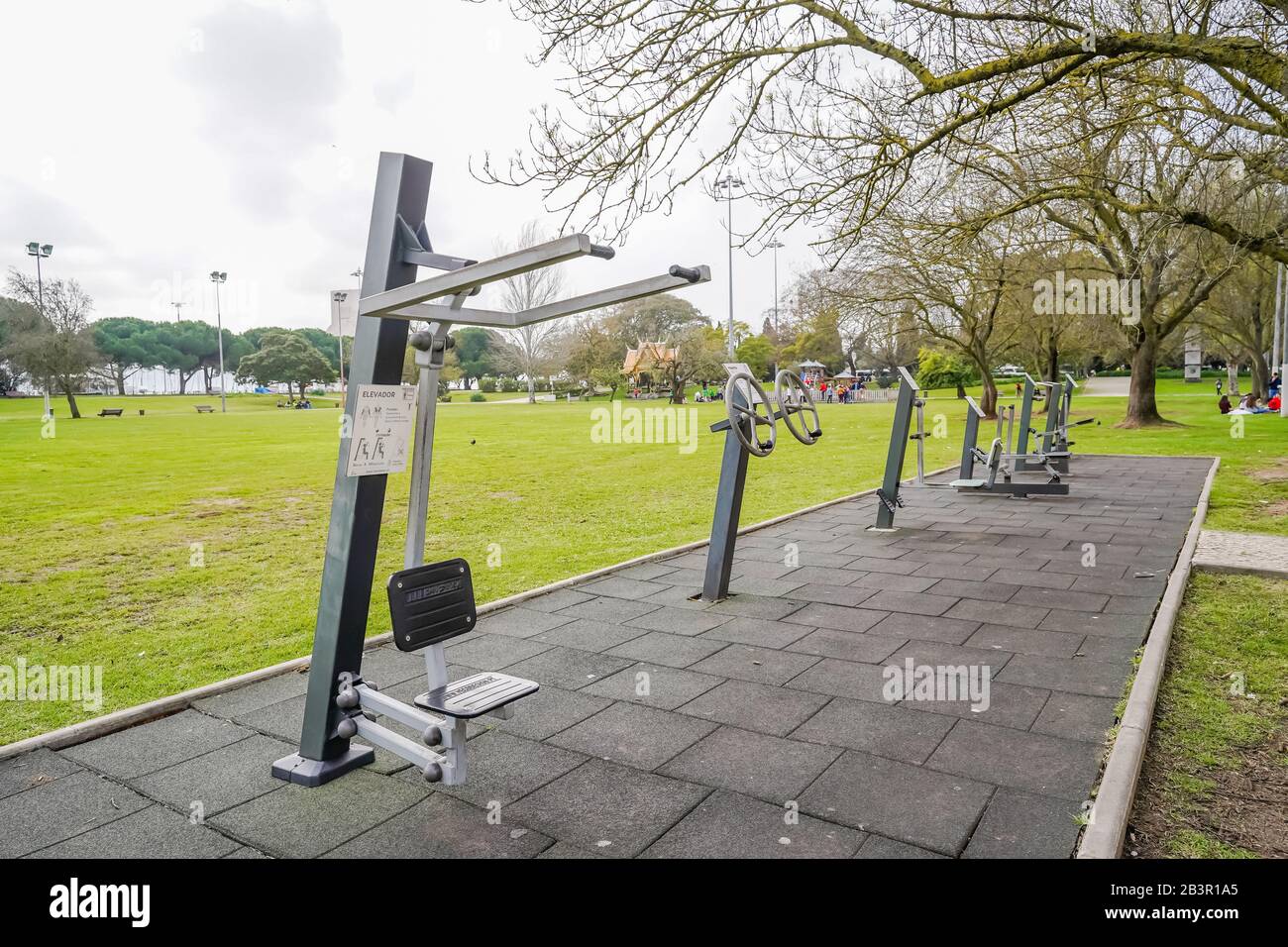 outdoor workout and exercise equipments in belem lisbon portugal europe Stock Photo