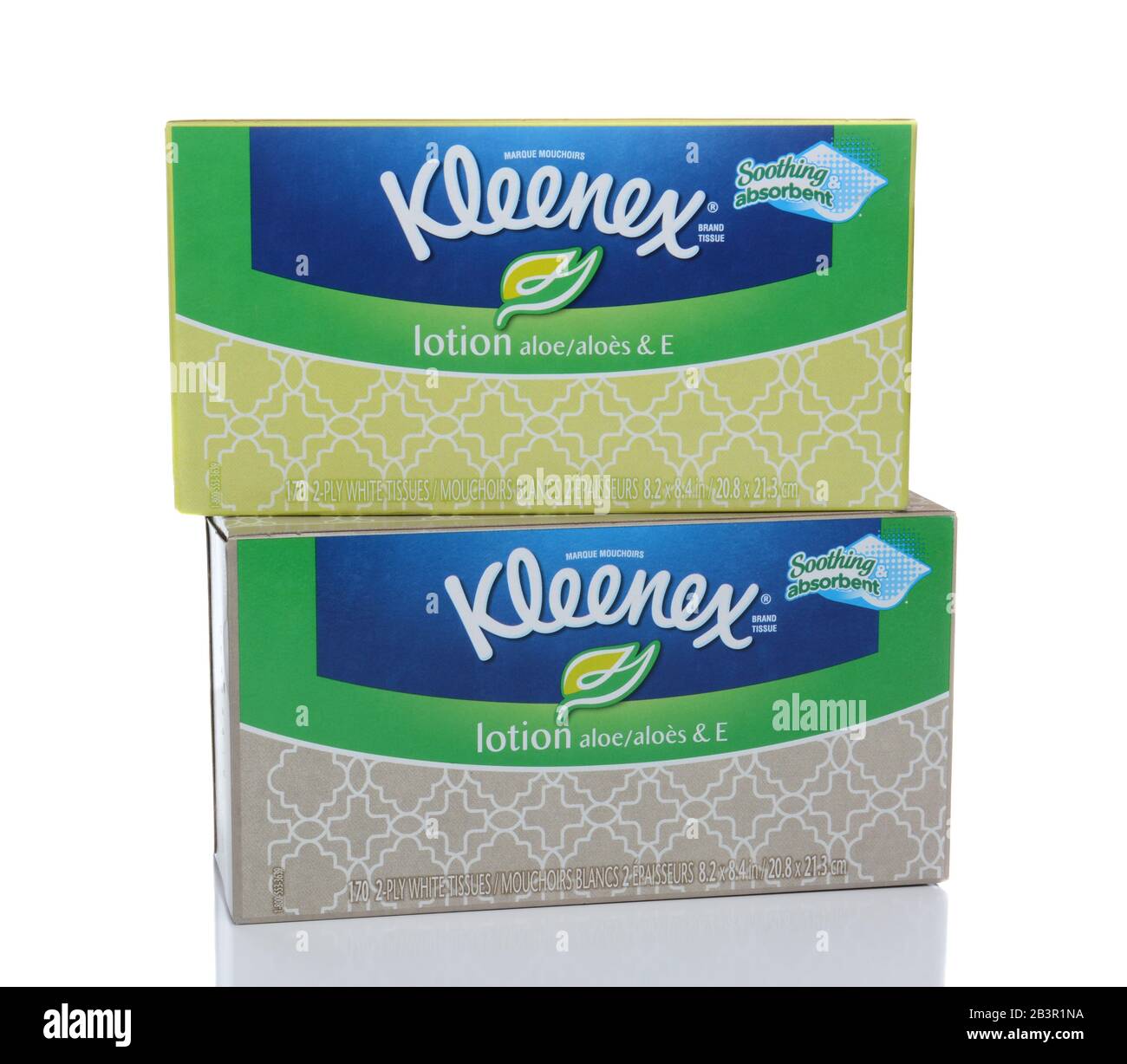 IRVINE, CA - FEBRUARY 19, 2015: Kleenex Tissues with Lotion. Kleenex is a  trademark of Kimberly-Clark Worldwide, Inc. They make a variety of paper pr  Stock Photo - Alamy