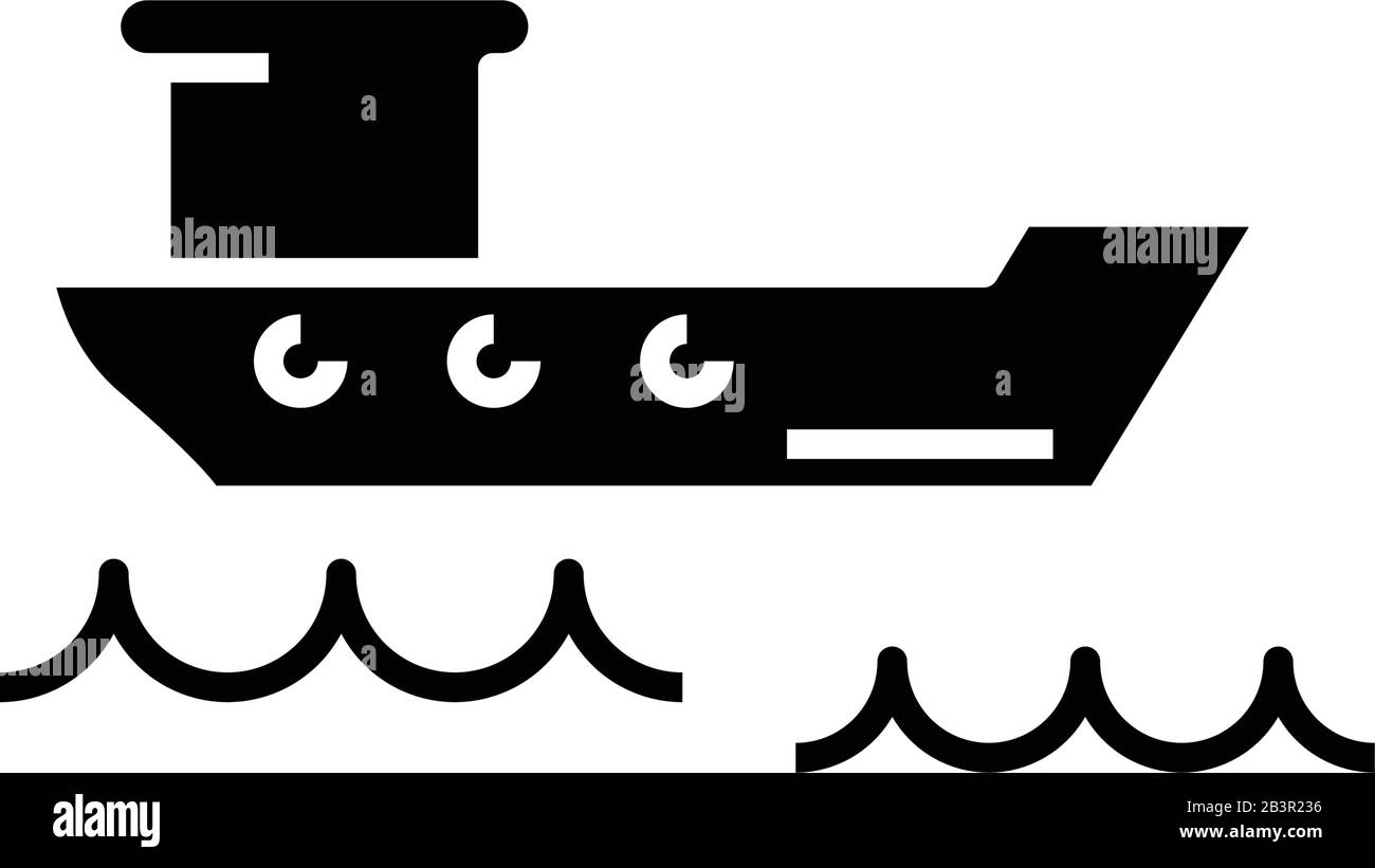 Tanker black icon, concept illustration, vector flat symbol, glyph sign. Stock Vector