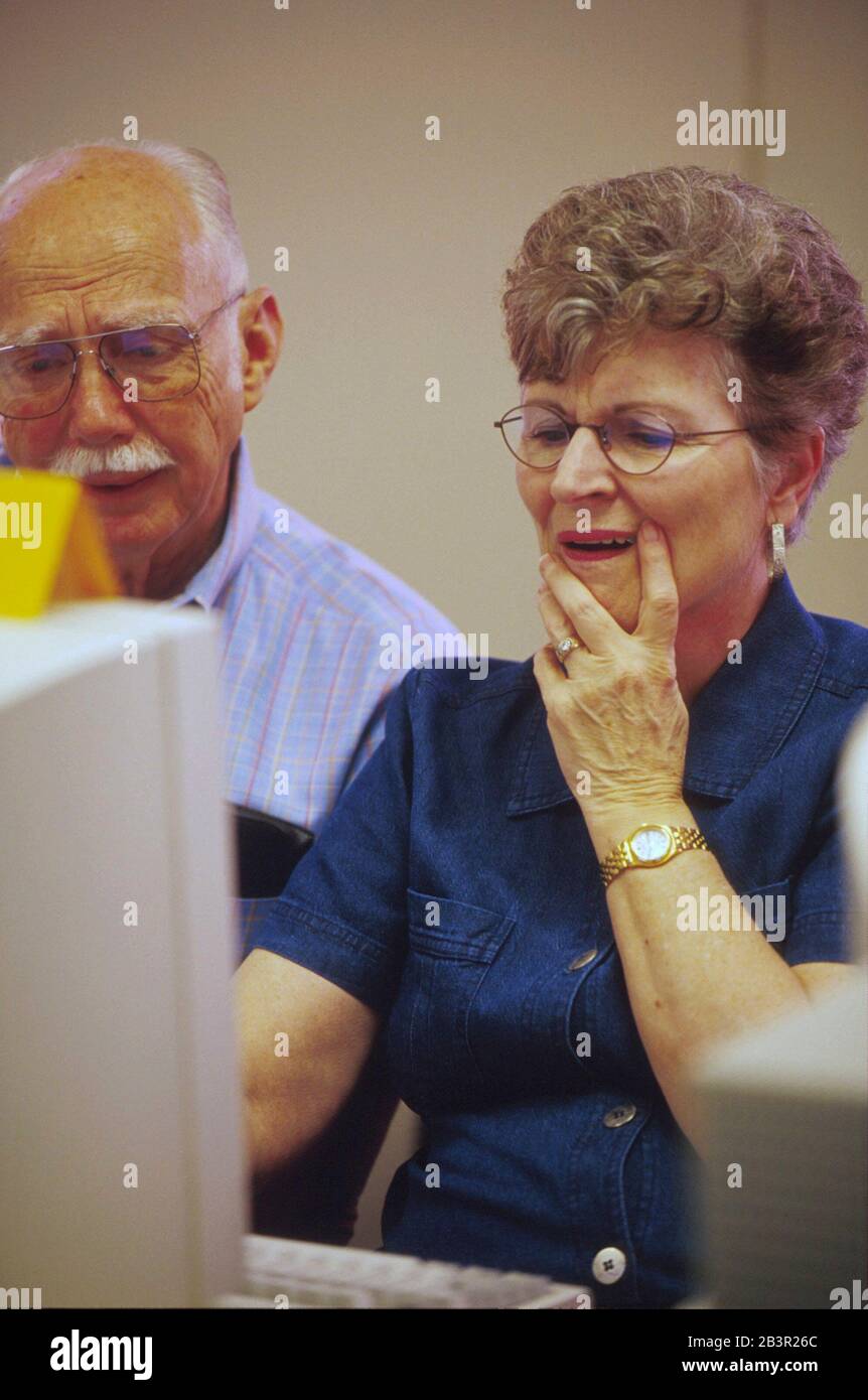 Austin, TX Texas senior citizens participate in a geneaology class