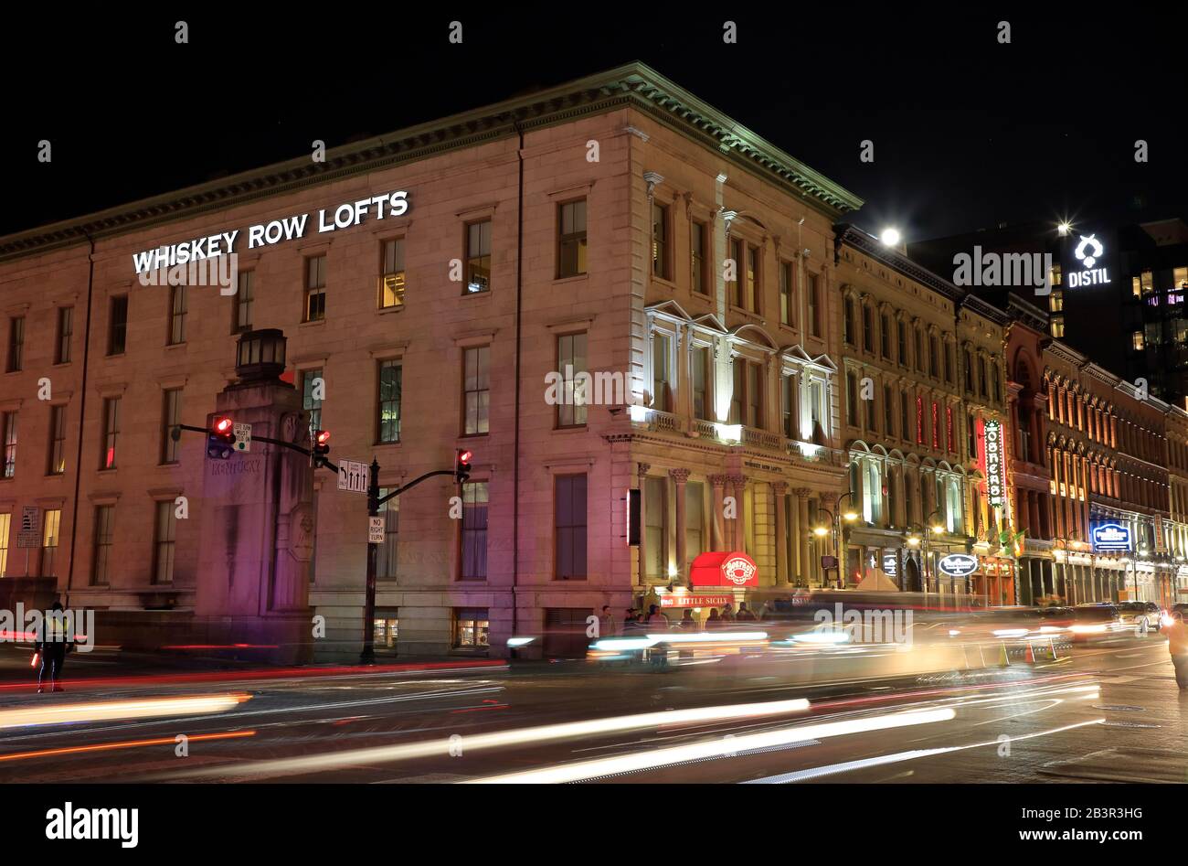 Night view of Whiskey Row
