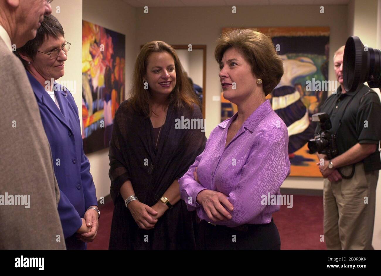 Austin Texas USA, circa 1999: Texas First Lady Laura Bush meets with guests in her office in the Texas Capitol during her husband George W. Bush's second term as governor. ©Bob Daemmrich Stock Photo