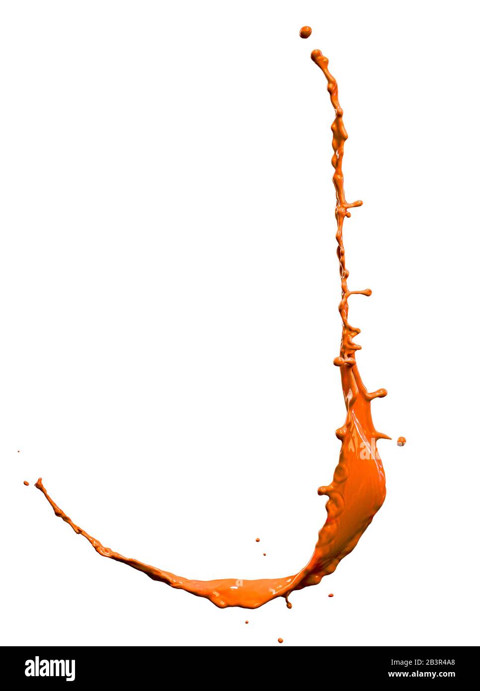 Beautiful orange paint splashes isolated on white background Stock Photo