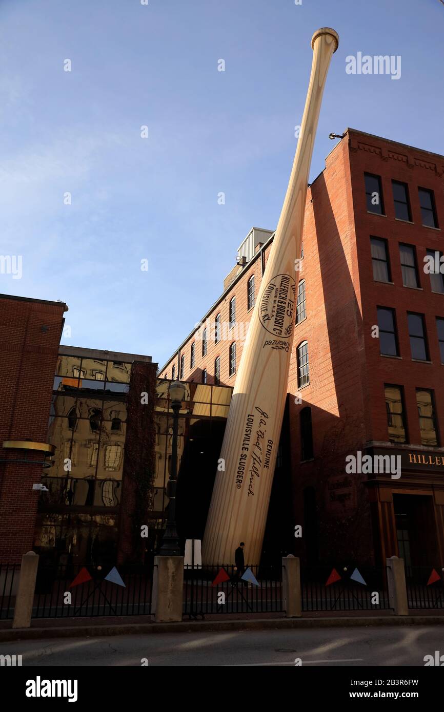 The big bat oversized baseball bat sculpture the replica of the bat designed for Ruth in the 1920s in front of Slugger museum and factory.Louisville.Kentucky.USA Stock Photo - Alamy