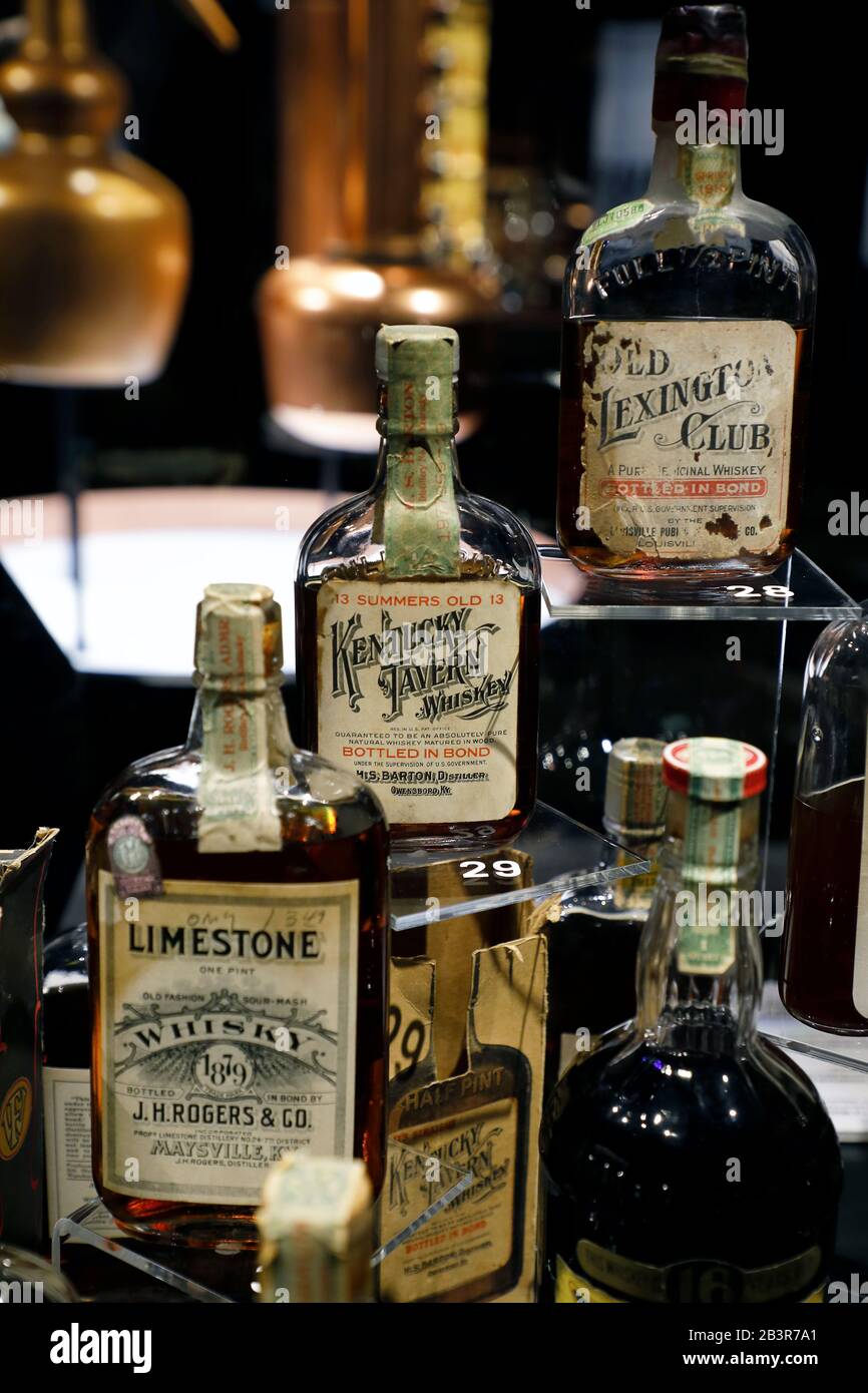 Rare and vintage Bourbon Whiskeys display in the Refined section
