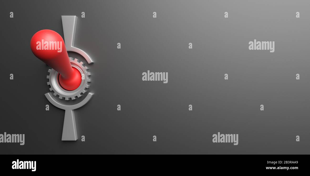 On off switch. Old retro electric control switch red color against