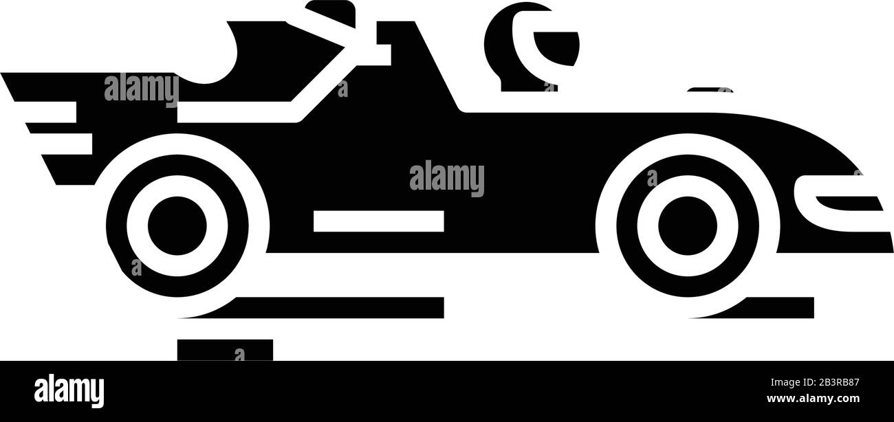 Racing car black icon, concept illustration, vector flat symbol, glyph ...