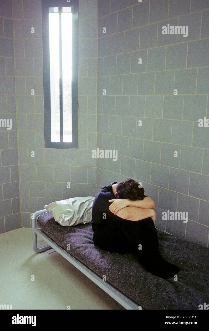 Austin, Texas Inmate (model) in juvenile detention center cell. ©Bob