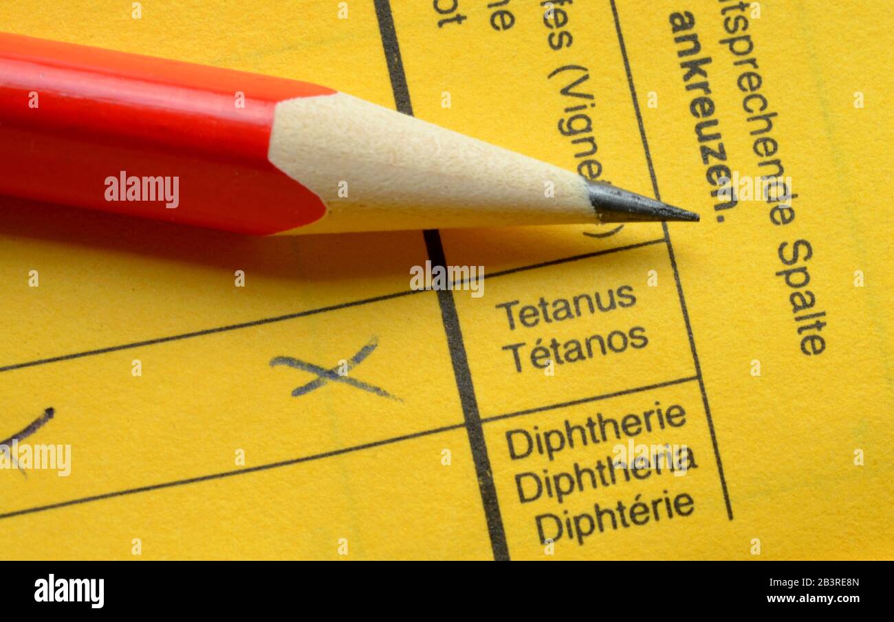 Impfbuch, Tetanus, Diphterie Stock Photo