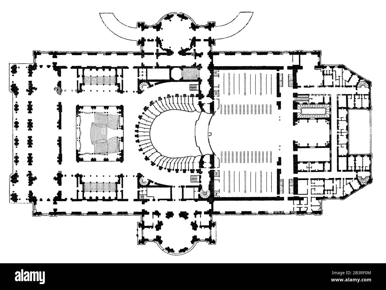 Ground plan of the Palais Garnier, Place de l'Opéra, Paris, France, 19th century Stock Photo