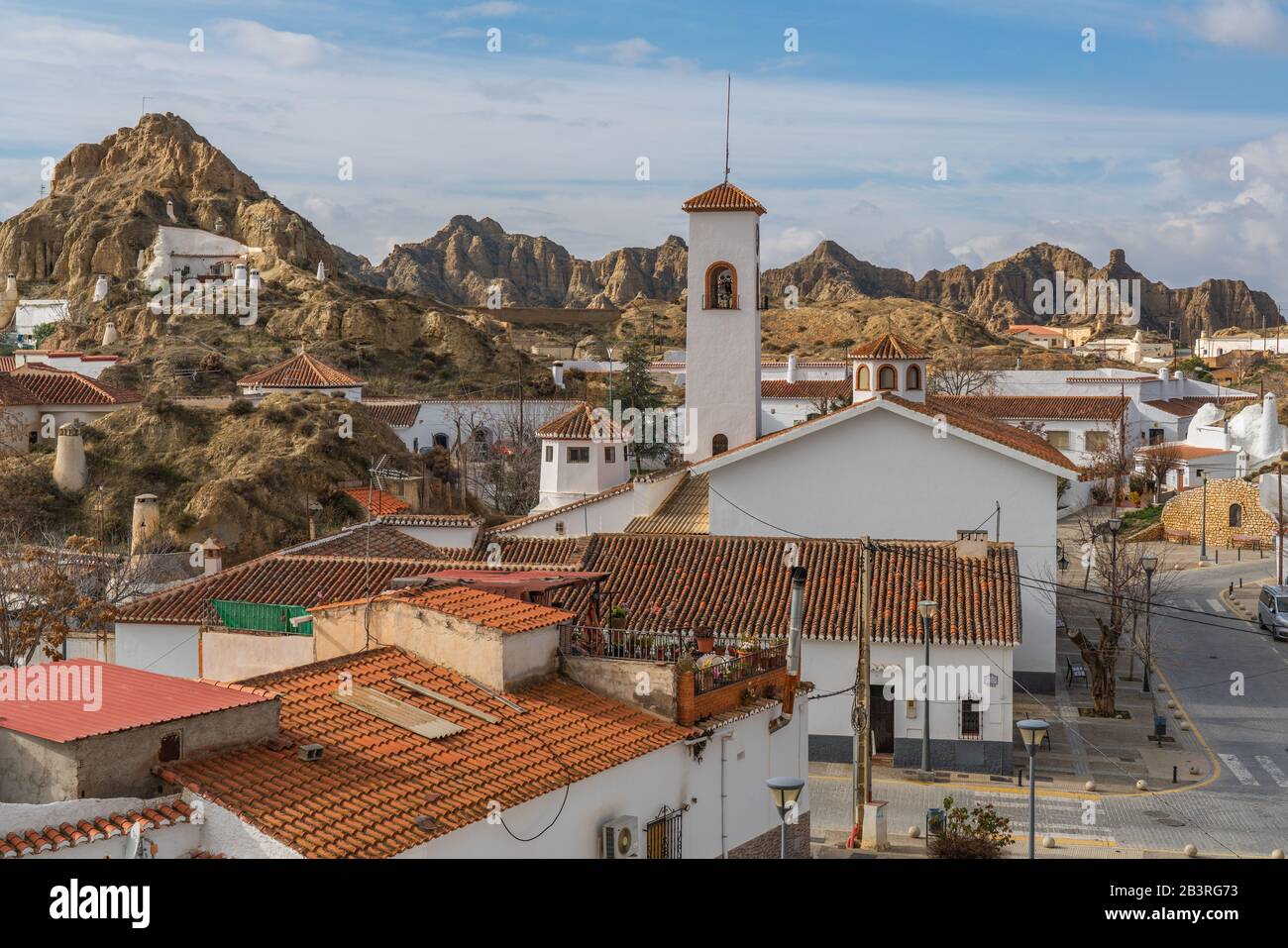 Guadix, Spain - January 10, 2020: Cave buildings, province Granada, Andalusia Stock Photo
