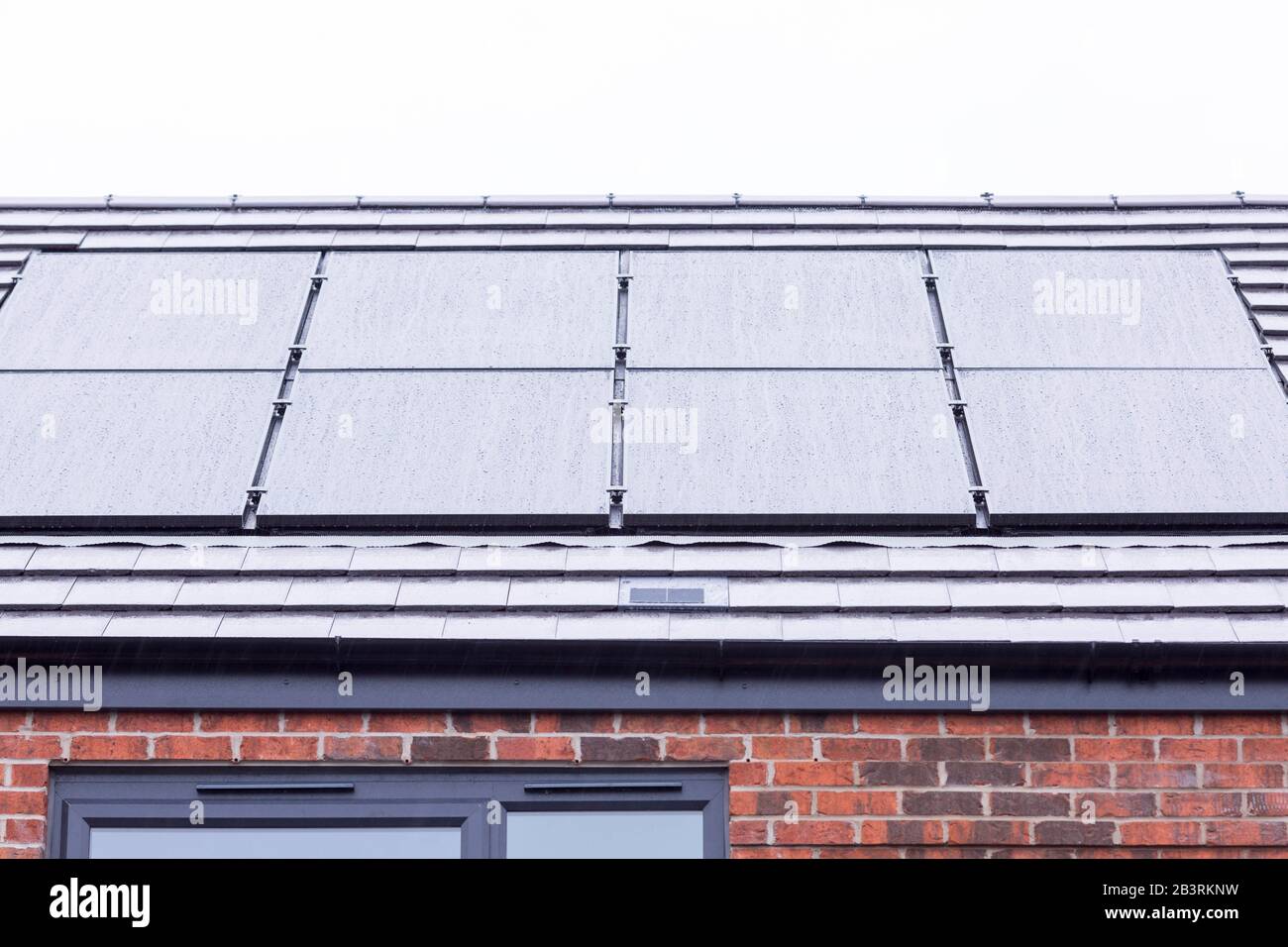 Solar panels on a new build property in Manchester England Stock Photo