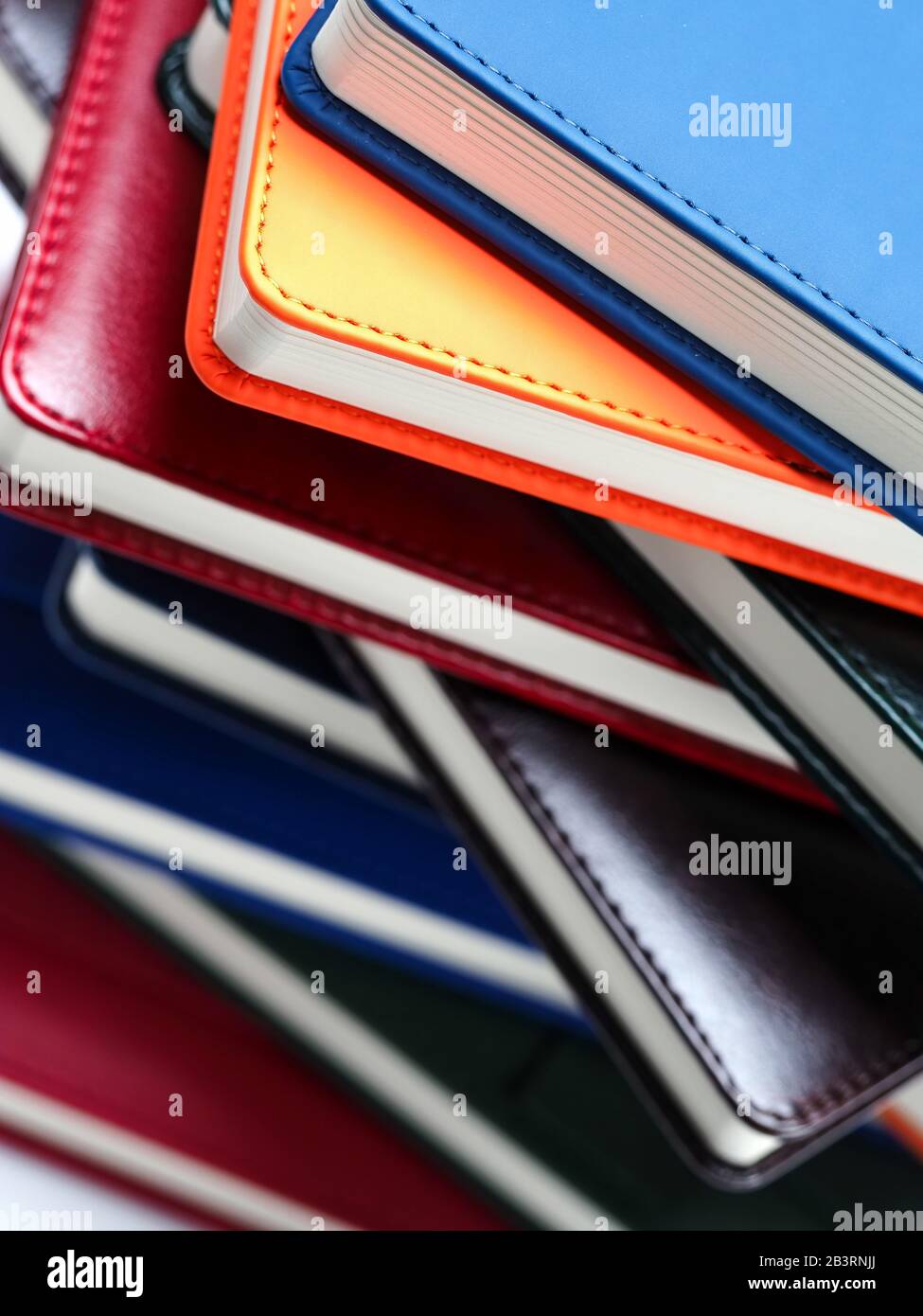 Close-up leather book binding planner book block Stock Photo