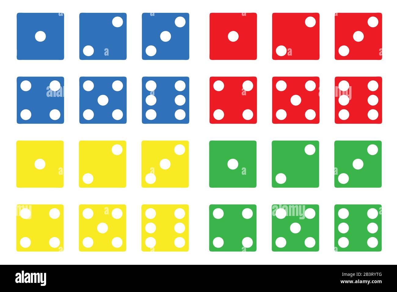 Illustration of color dice isolated on white Stock Vector