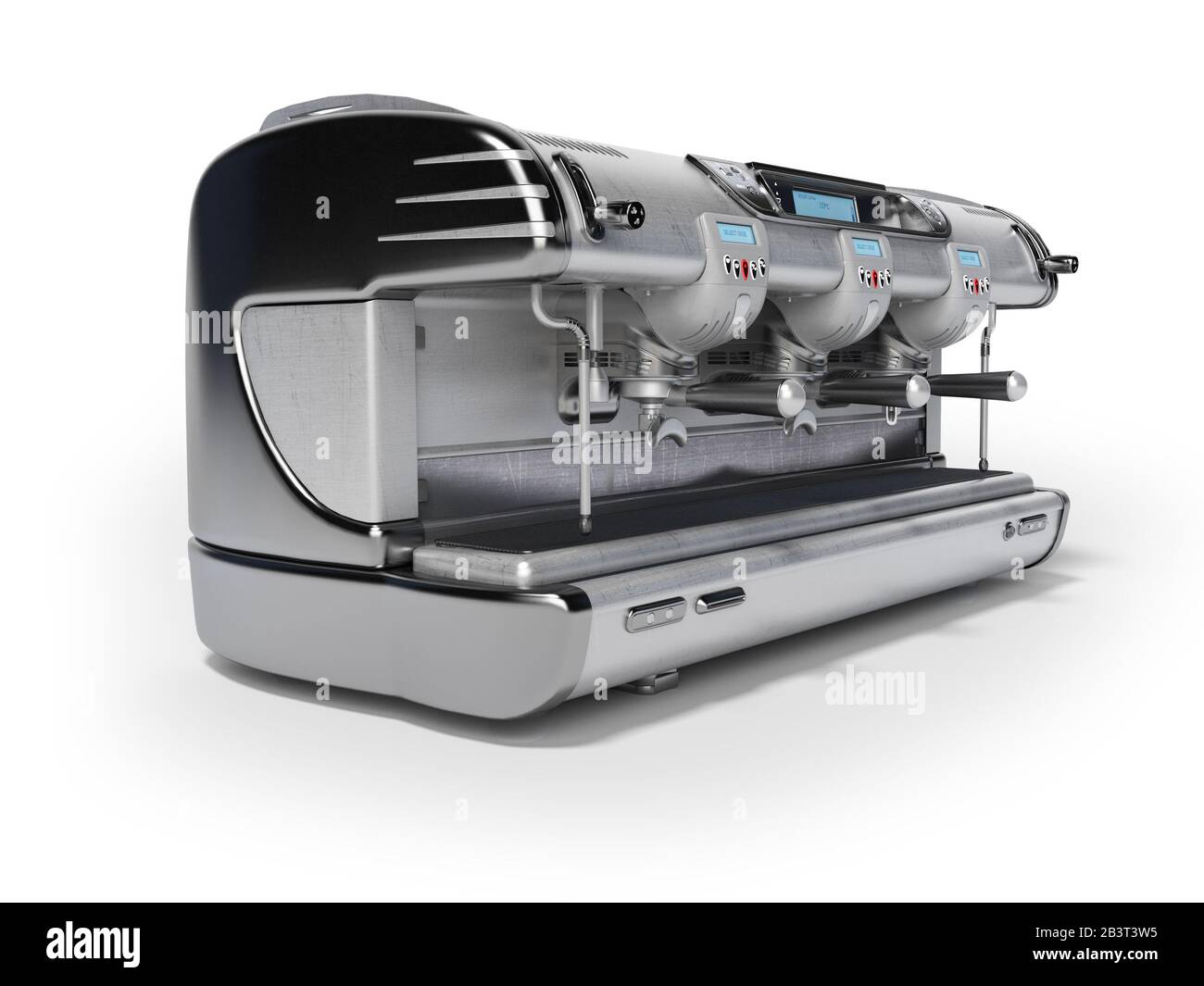 3D rendering purple drip coffee machine on gray background with shadow  Stock Illustration