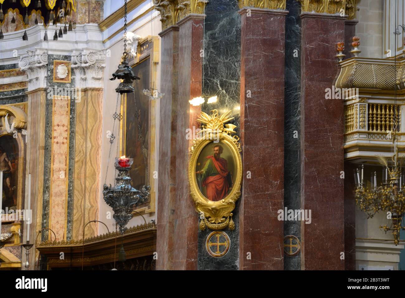 Interior of St Pauls Cathedral, Mdina Stock Photo