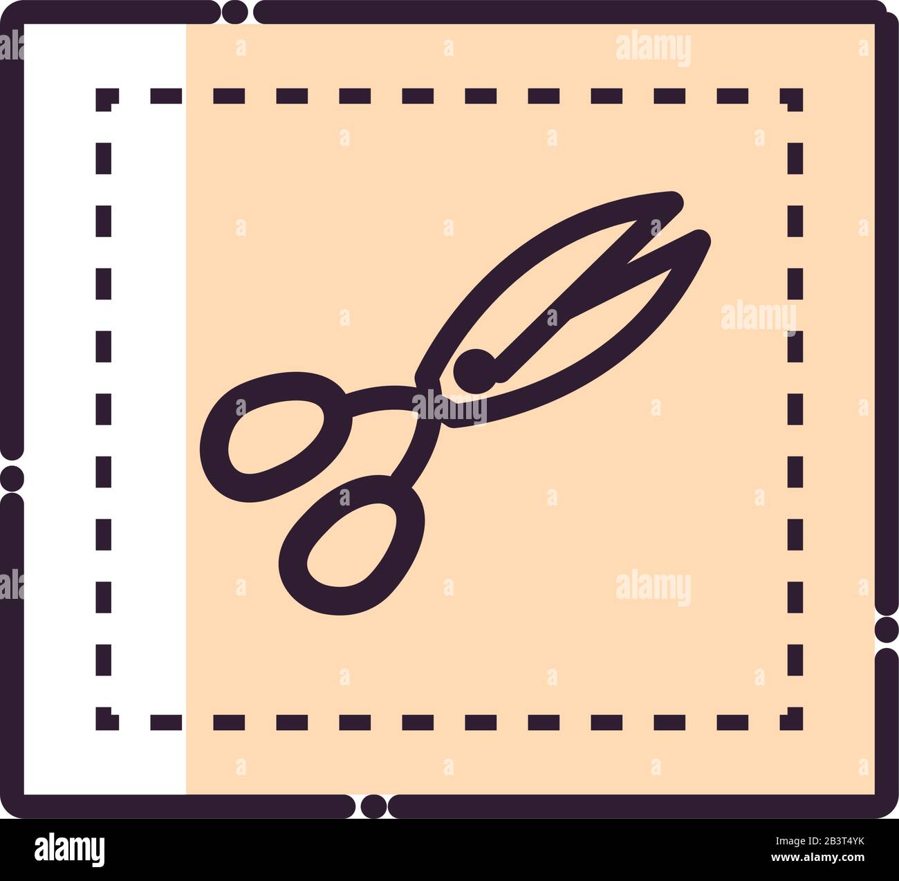 label with scissor fill style icon design of shopping commerce market