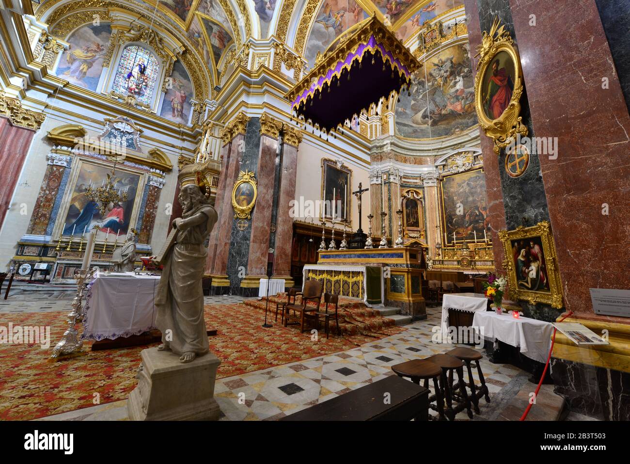 Interior of St Pauls Cathedral, Mdina Stock Photo