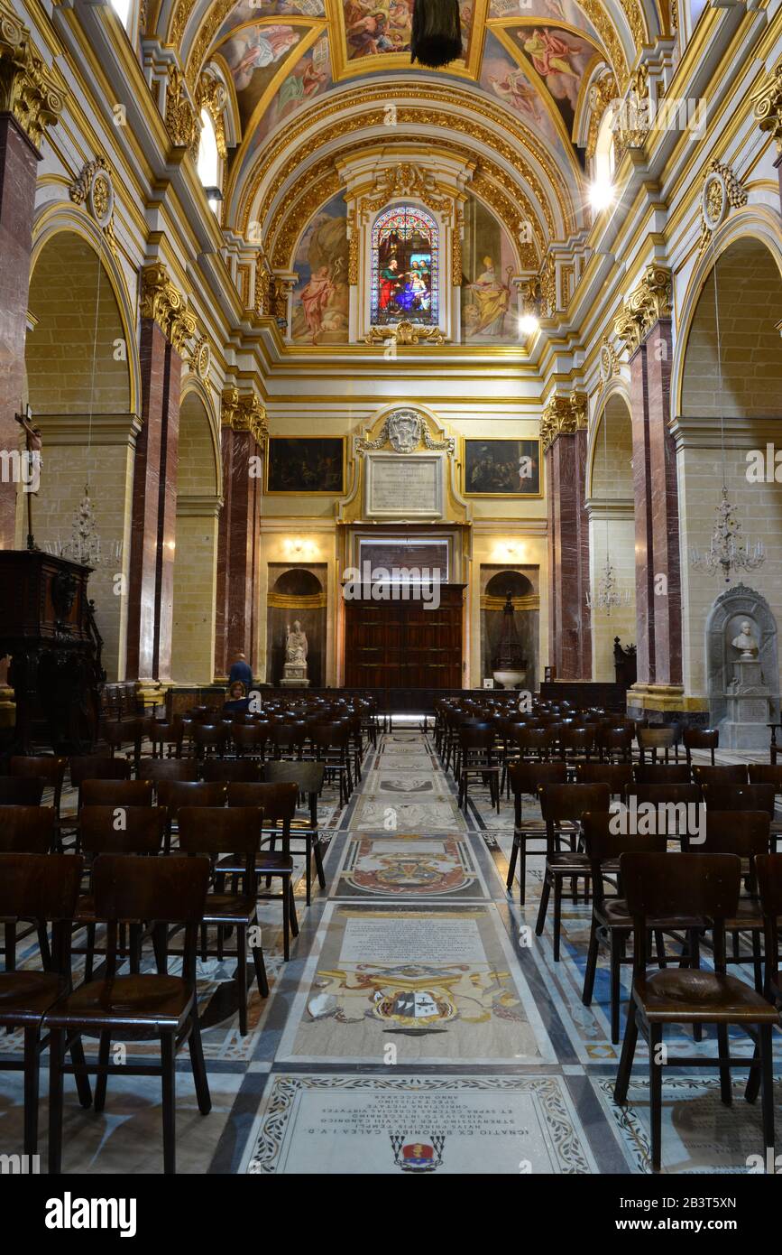 Interior of St Pauls Cathedral, Mdina Stock Photo