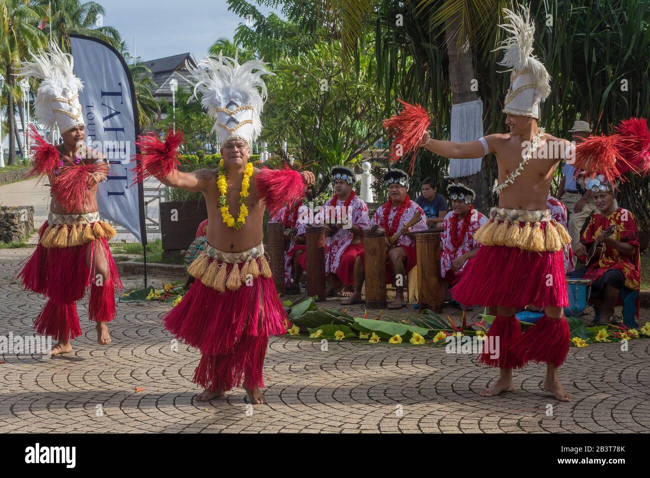 French Polynesia, Society Islands, Tahiti, Papeete, traditional dancers Stock Photo